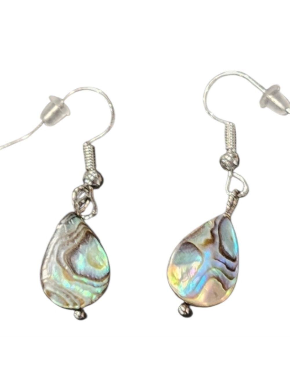 Silvertone Abalone Teardrop Earrings